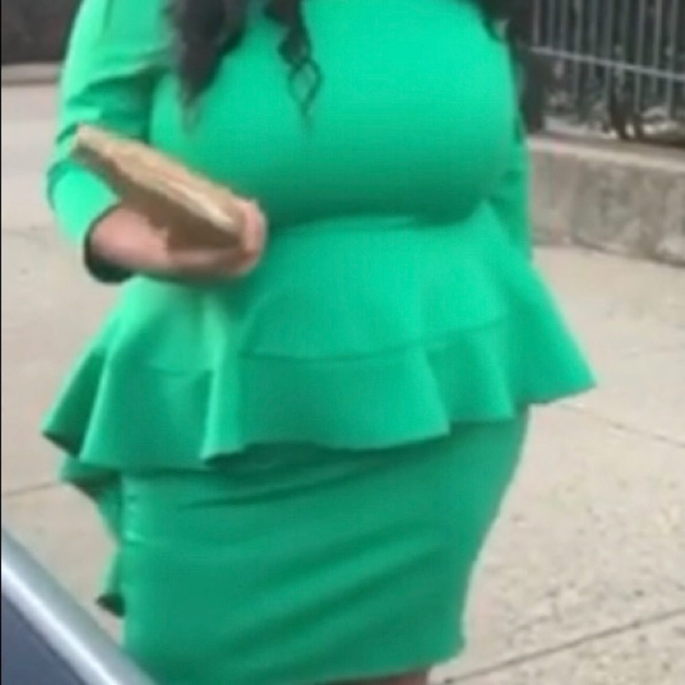 Wedding/Formal Green Plus Size High/Low Peplum Dress-2X
